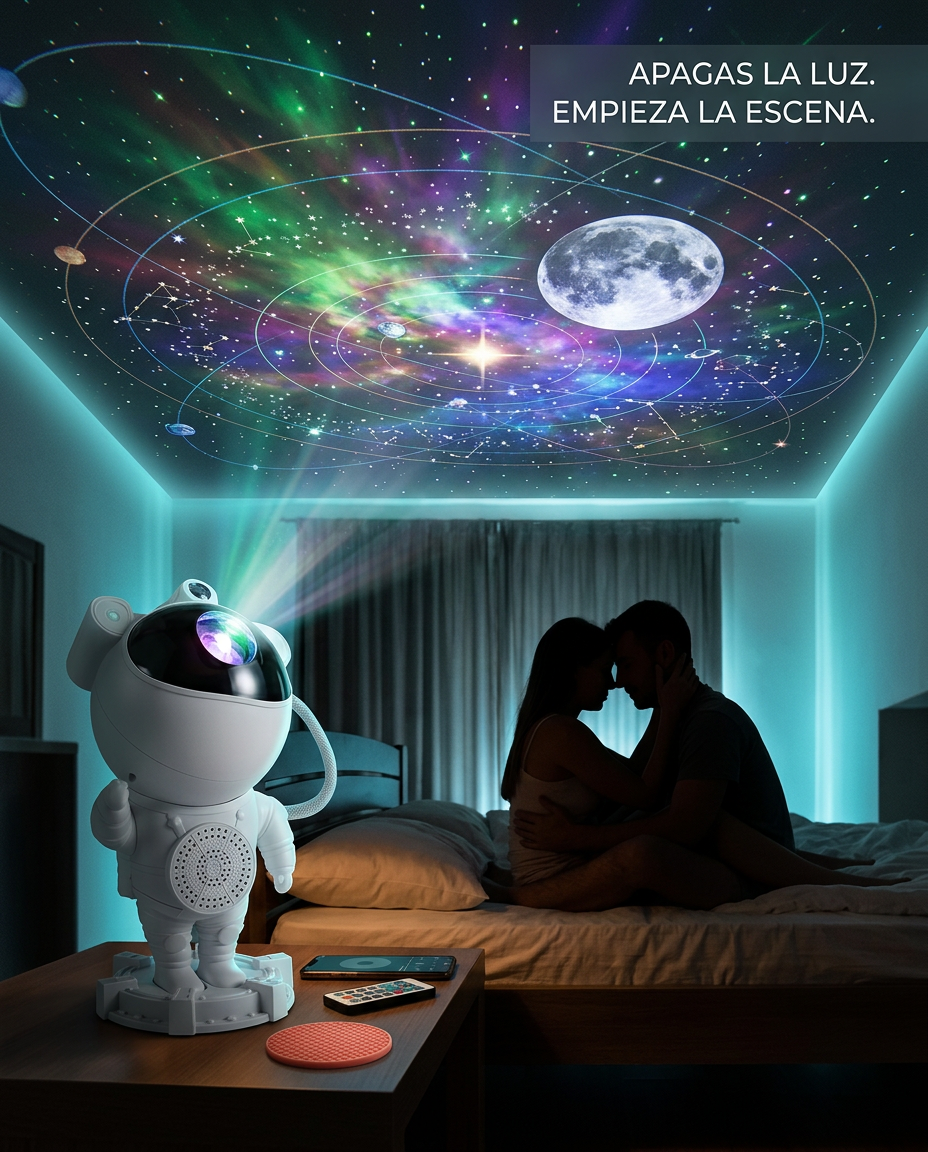 Proyector astronauta con altavoz bluetooth