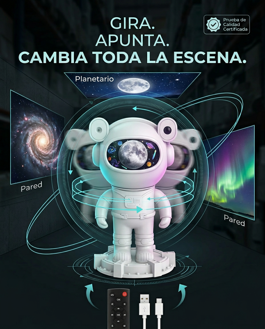 Proyector astronauta con altavoz bluetooth