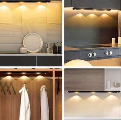 Cocina iluminada con barra LED